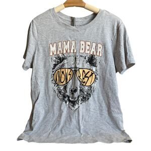 Zoe + Liv Women's Gray Mama Bear Short Sleeve Graphic T-Shirt - Size Large - NWT